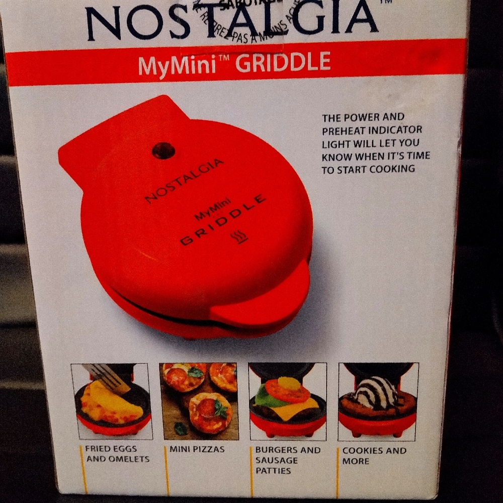 Nostalgia MyMini Griddle, 5 inch, Red